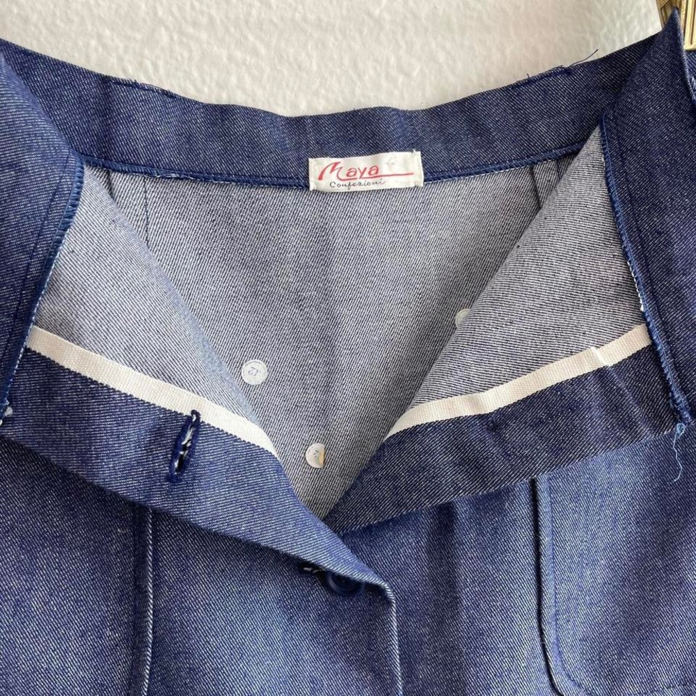 1970s Selvedge Denim Pleated Midi Skirt - Picture 3 of 8